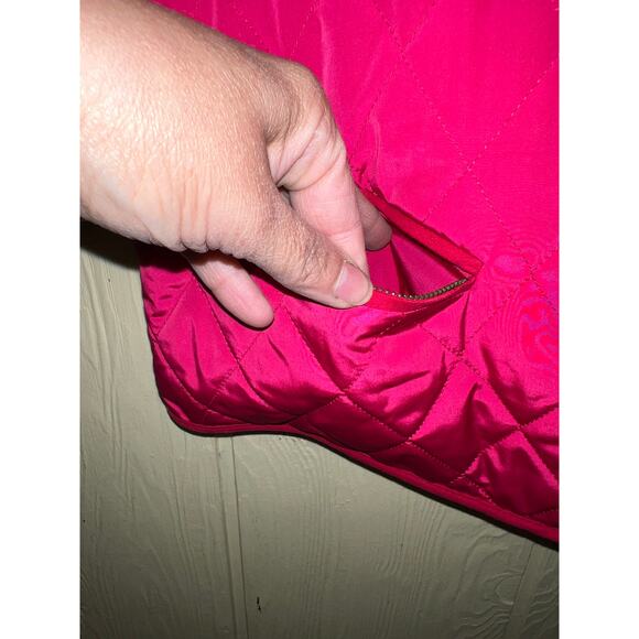 Talbots Size Large Quilted VEST Pink Diamond Wool Blend Snap Front 12 /14 Berry - Picture 4 of 8